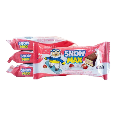 Бисквитное пирожное «Snow Max» с клубничной начинкой
